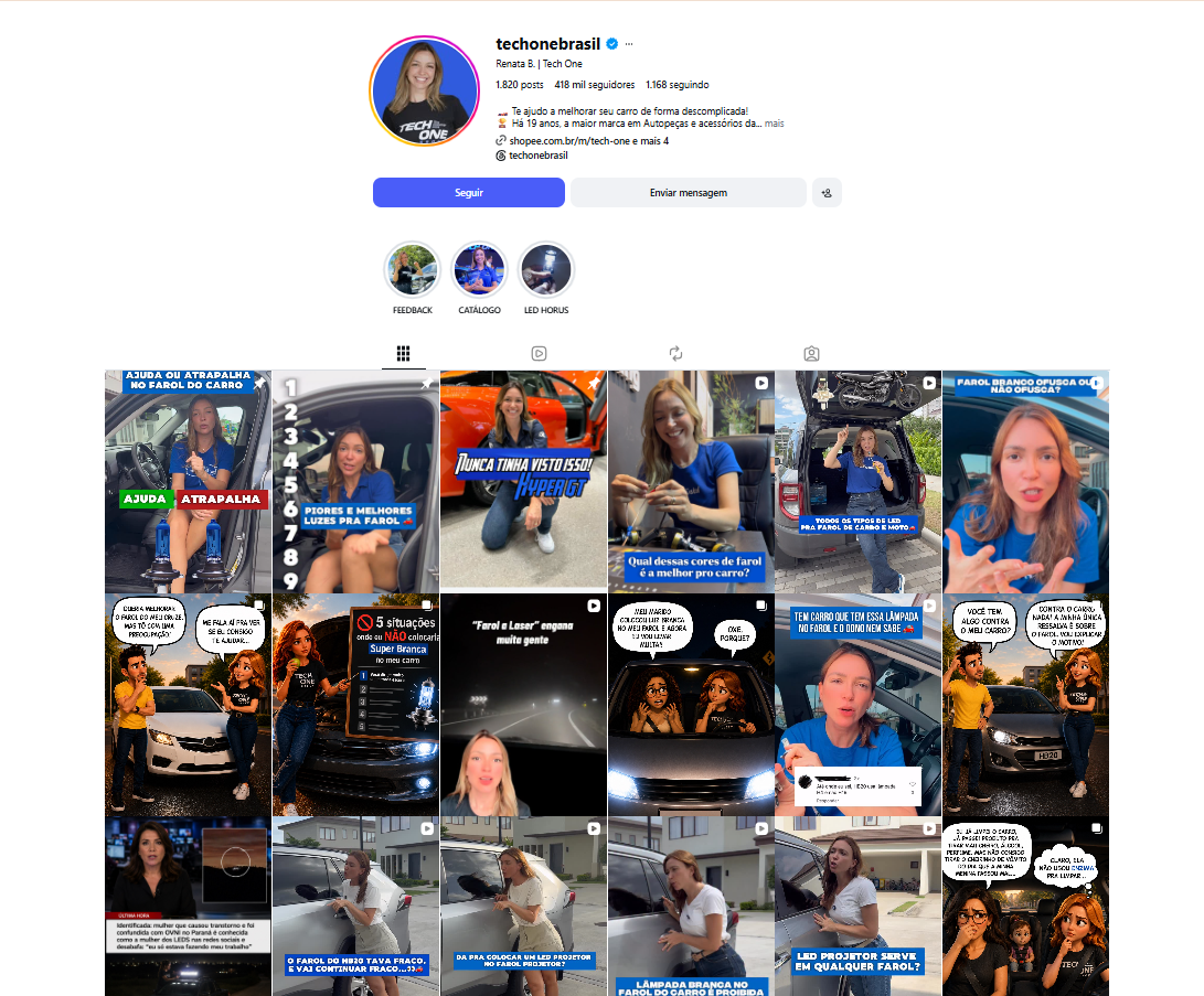 Print do perfil de Instagram da Tech One Brasil