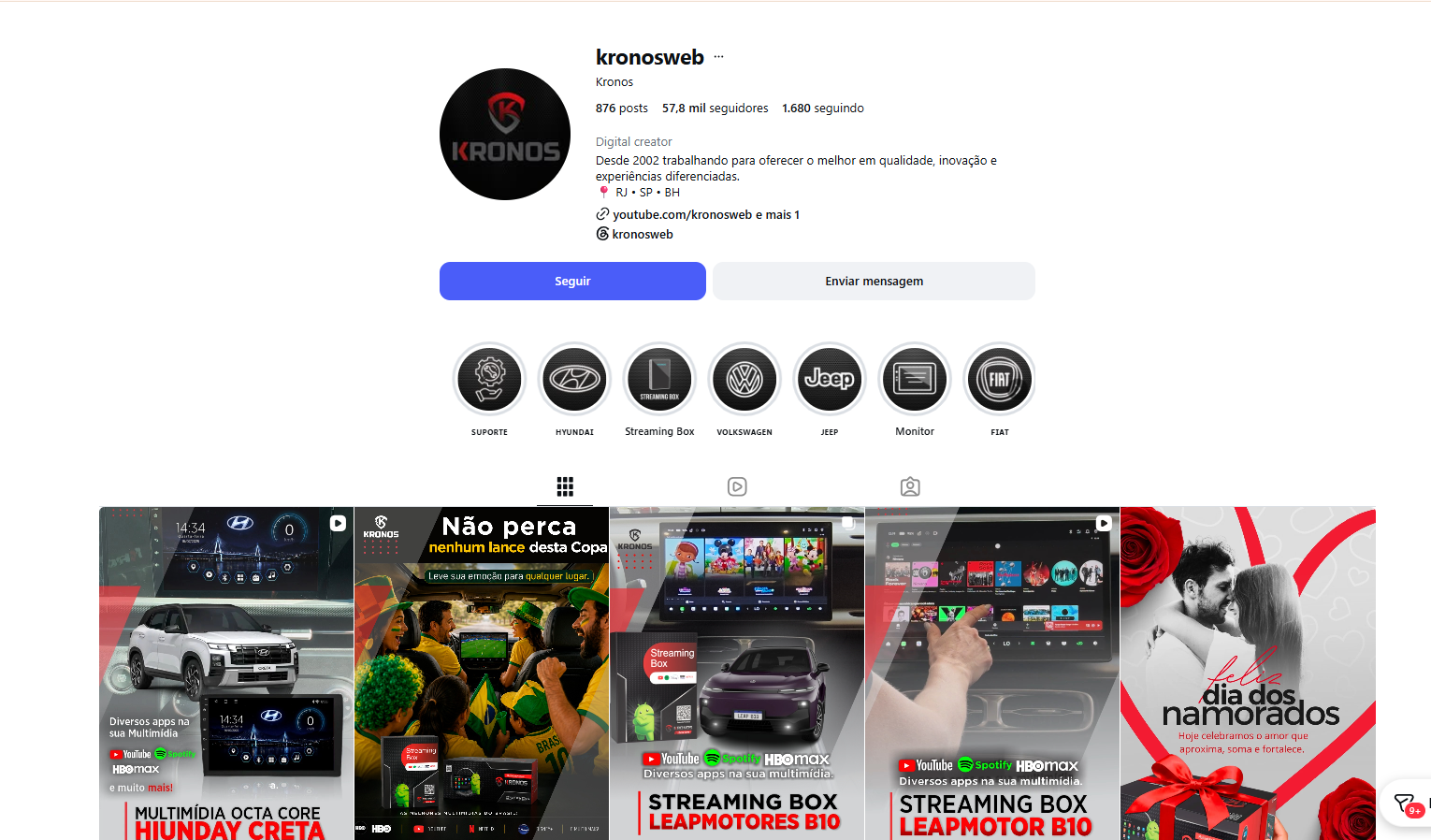 Print do perfil do Instagram da Kronos em 2026-06-24