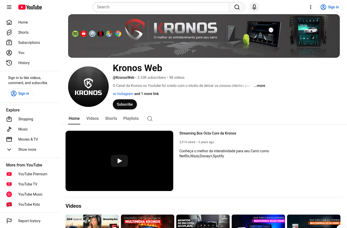 Print do canal YouTube Kronos Web em 2026-06-24